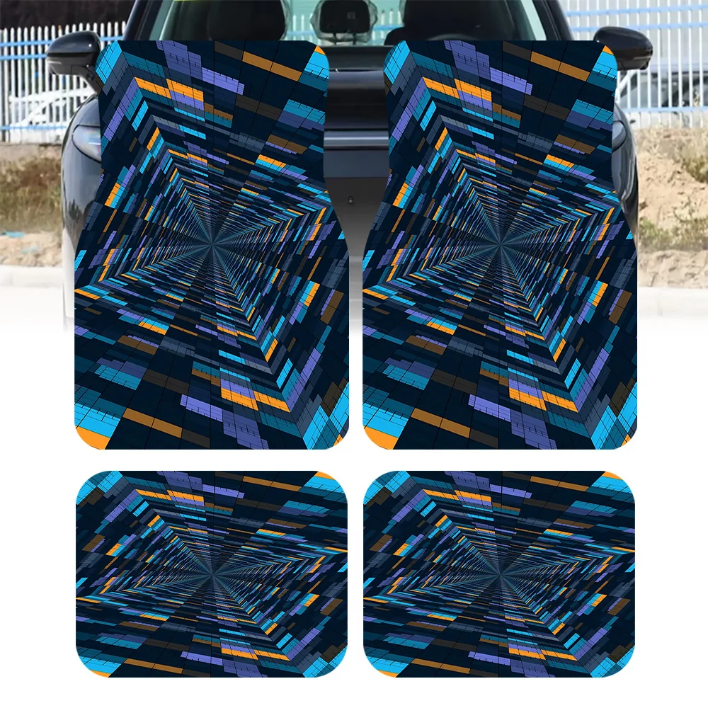 4pcs Fashion Print Car Floor Mats - Durable, Safe, And Practical Floor Mats, An Ideal Gift Choice. Built To Last, Suitable For T