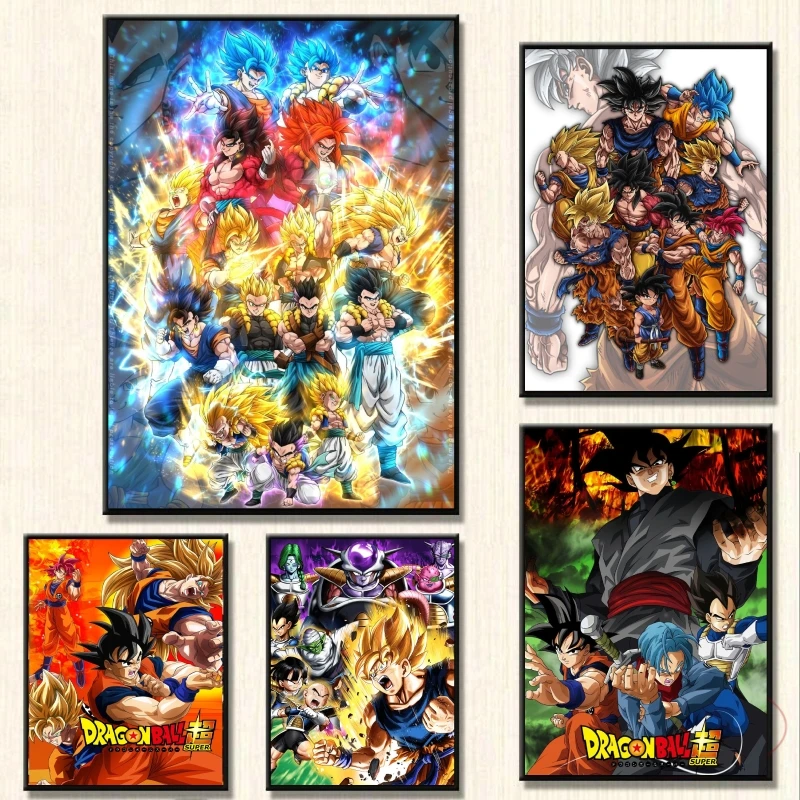 Dragon Ball Super Wall Art Goku Vegeta Combinación Personaje Fusión Escena de batalla colorida Impresión HD Imagen decorativa para el hogar