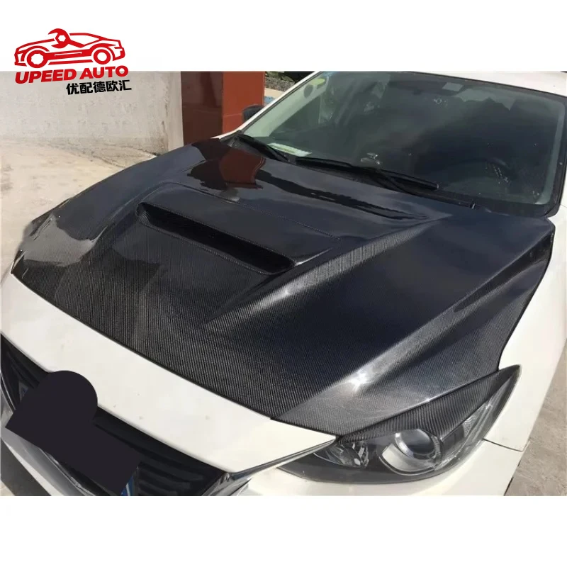 Suitable for Carbon Fiber Engine Bonnet Hood Cover Mazda3 Axela modified New style car accessories body kit