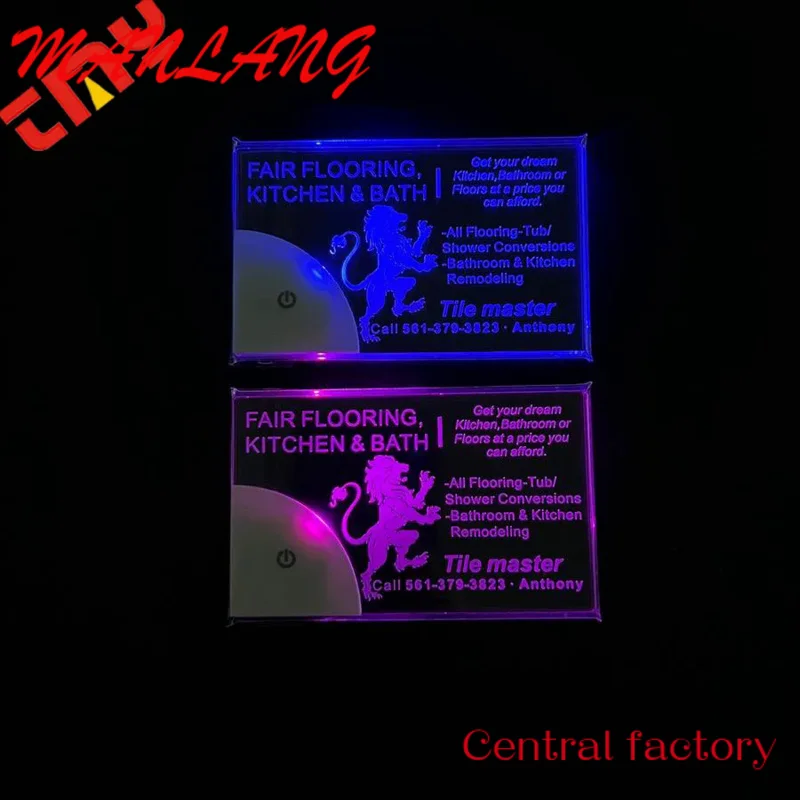 

Custom High Quality Luxury Light Up Glow In The Dark Plastic Printing Acrylic Led Business Card