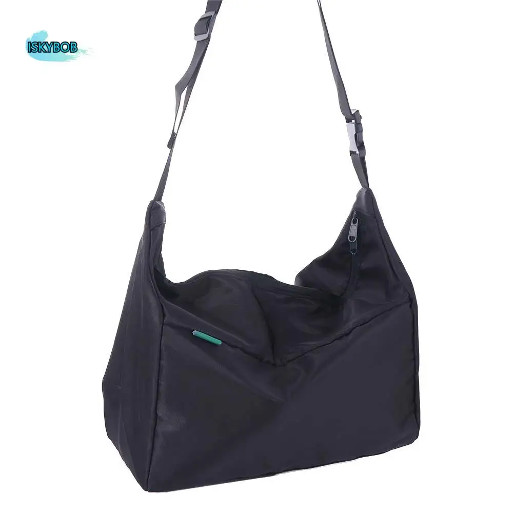 

Portable Lightweight Oxford Crossbody Bag Black Korean Style Single Shoulder Bag Solid Color Adjustable Messenger Bag Hiking