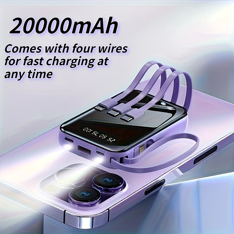 

Портативный мобильный источник питания большой емкости 20000 мАч, подходит для зарядки электронных продуктов/мобильных устройств Android