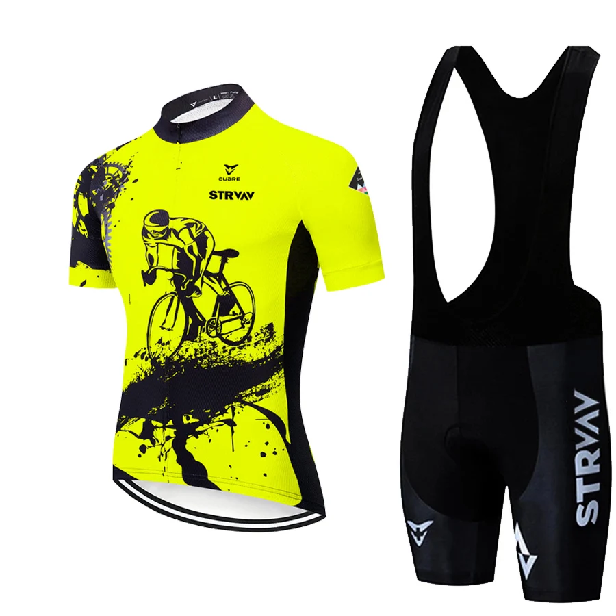 

STRVAV Bike Jersey Set 2022 Team Greatful Cycling Clothing Summer Short Sleeve Cycling Suit Men's Top and Bottom Bib Shorts Kit