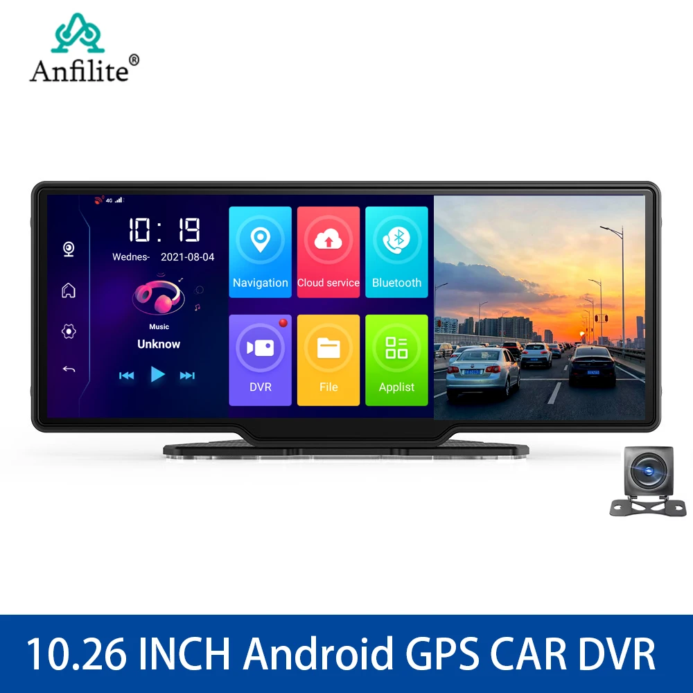 10.26 INCH GPS Navigation Android 8.1 Dual Lens Dash Cam parking Monitor recording 1080P back camera car dvr 