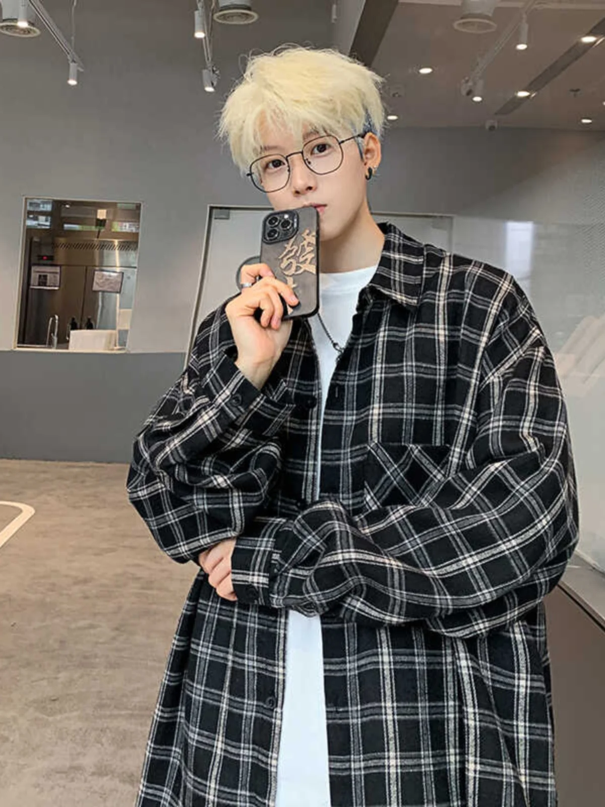 

Мужская повседневная куртка в клетку Bla White в корейском стиле для подростков и пар, универсальная, дышащая, из полиэстера...