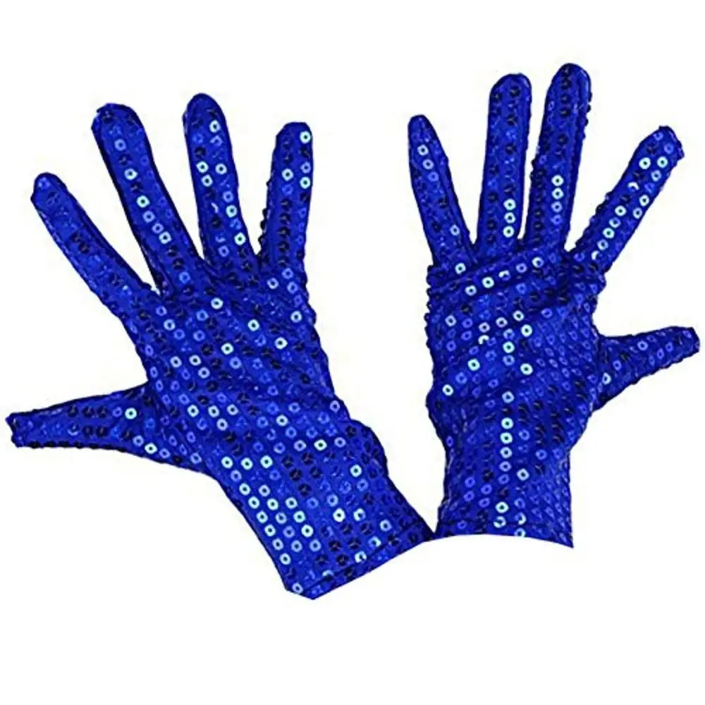 Guantes de Michael Jackson, manoplas brillantes con lentejuelas MJ, Color plateado, azul, rojo, negro y dorado