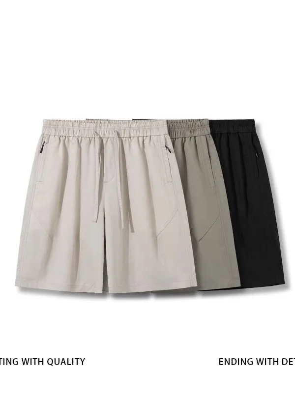 

Summer Breathable Casual Men's orts with ket Five-Quarter Length Comfortable Loose Fit Wide Leg Non-Brimmed Youth Sle