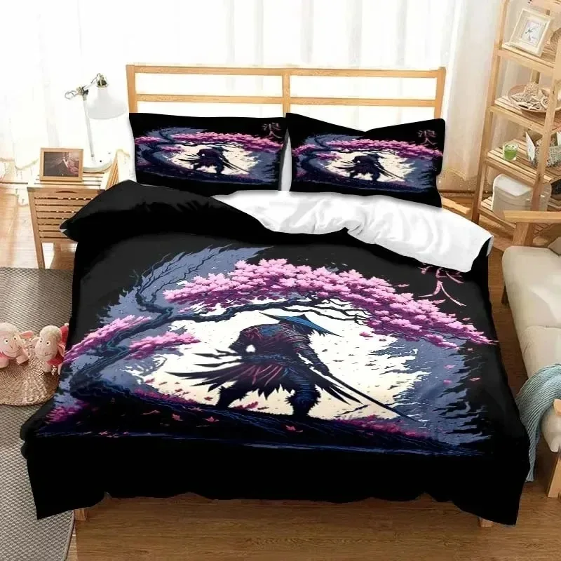 

Japanese Samurai Bedding Set Soft Duvet Cover Set Men Teen Bedroom Single Double King Size Duvet Cover Pillowcase Boy Gift