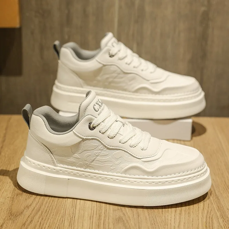 Men's Sporty Casual Shoes 2026 Autumn Fashion Boosting White Board Shoes Versatile Trendy Leisure Footwear round Toe Rubber O...