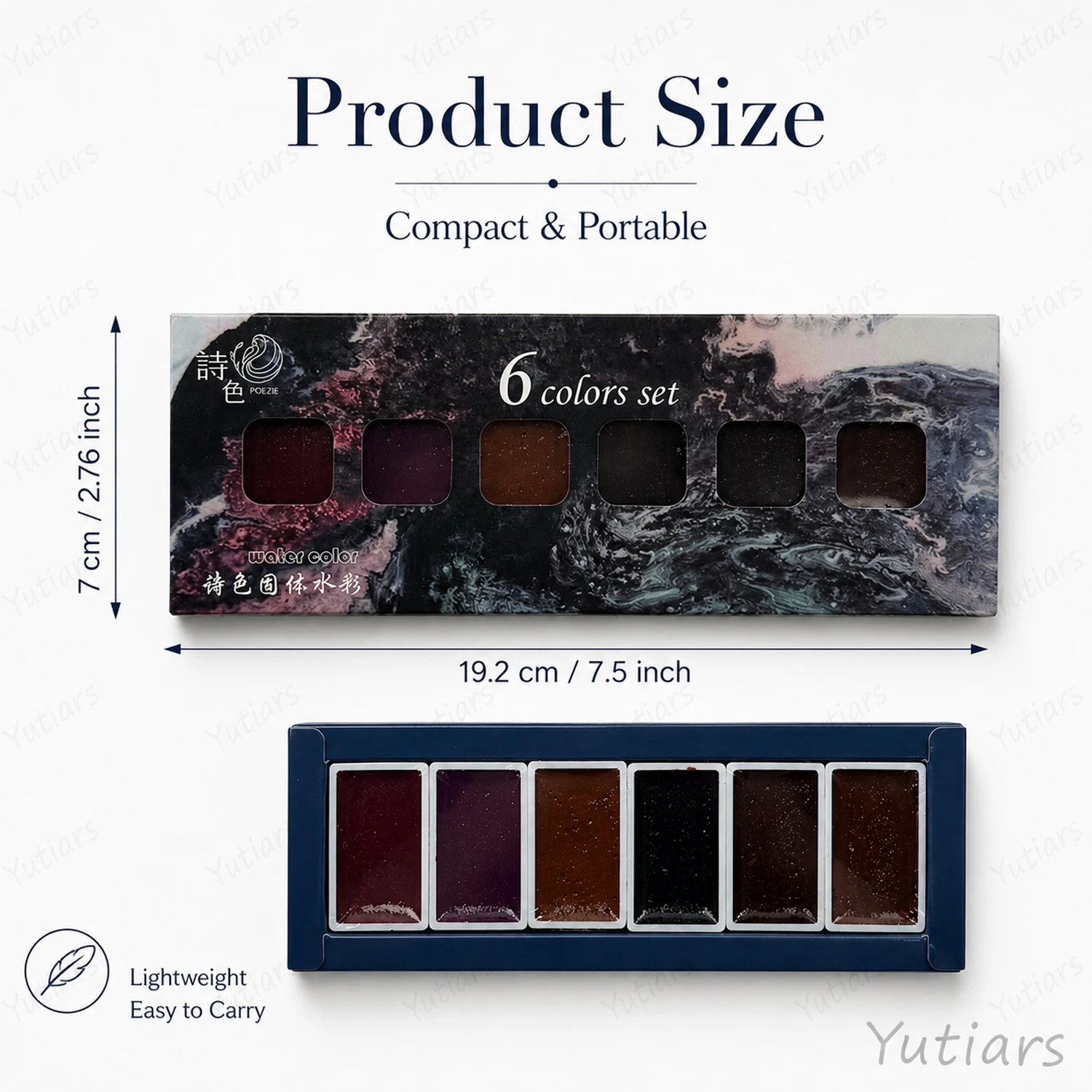 6 Colors Pearlescent Watercolor Set Solid Paint Palette Shimmer Effect for Sketching Illustration Craft Art Supplies Painting