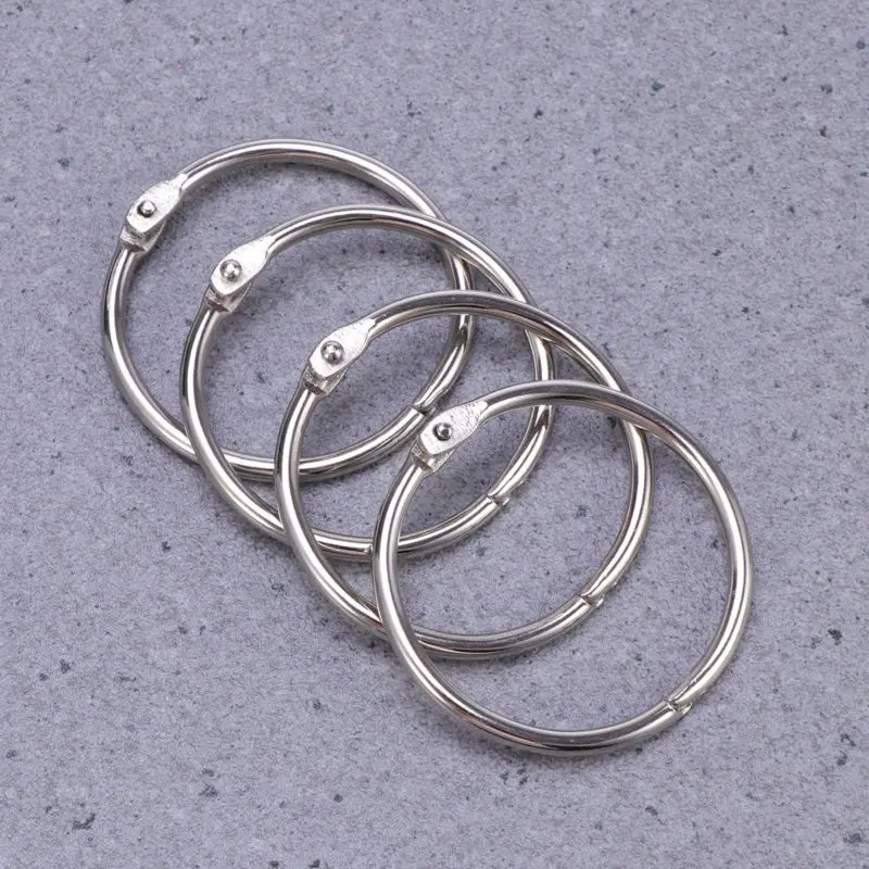 10 pçs 45cm prata metal folhas soltas pasta anéis chaveiro scrapbook memo arquivamento titular folha solta fichário metal livro anel