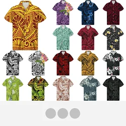 Vintage Casual Shirts for Men, Polynesian Tribal Tattoo Prints, Breathable Short Sleeve, Soft Comfortable Tops, Summer Fashion