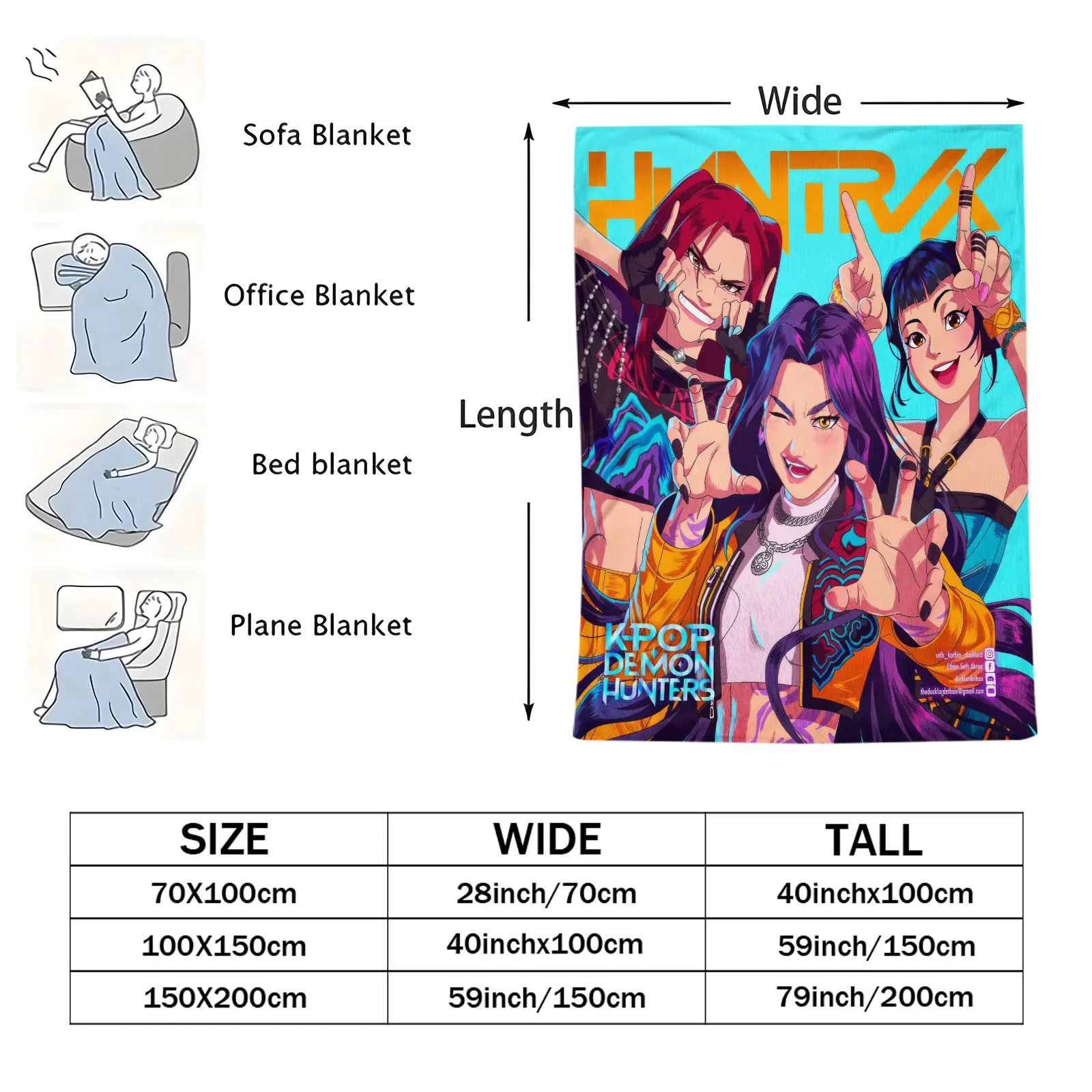 K-POP شيطان الصيادين Huntrix الفانيلا بطانية الساخن أنيمي أفخم رمي بطانية العصرية لينة بطانية دافئة للمنزل السرير السفر التخييم