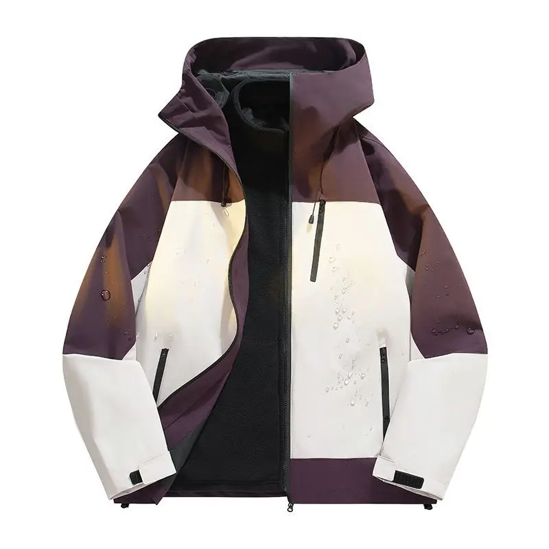 

2026 Осенний новый стиль ветрозащитной водонепроницаемой и износостойкой куртки с капюшоном для мужчин и женщин с свободным теплом на открытом воздухе