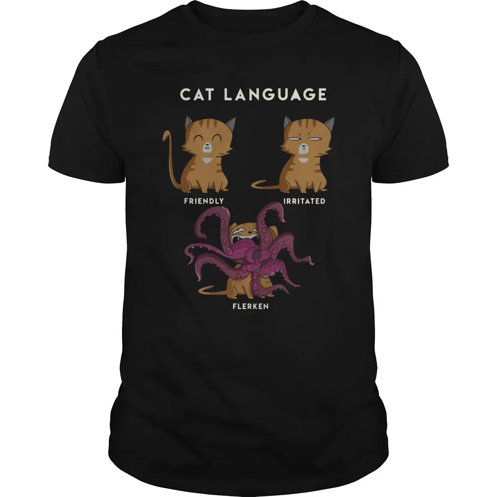 New 100% Cotton Short Sleeve O-Neck Casual T-shirts Size S-5xl Friendly,Irritated,Flerken. Funny Goose Cat Language T Shirt.