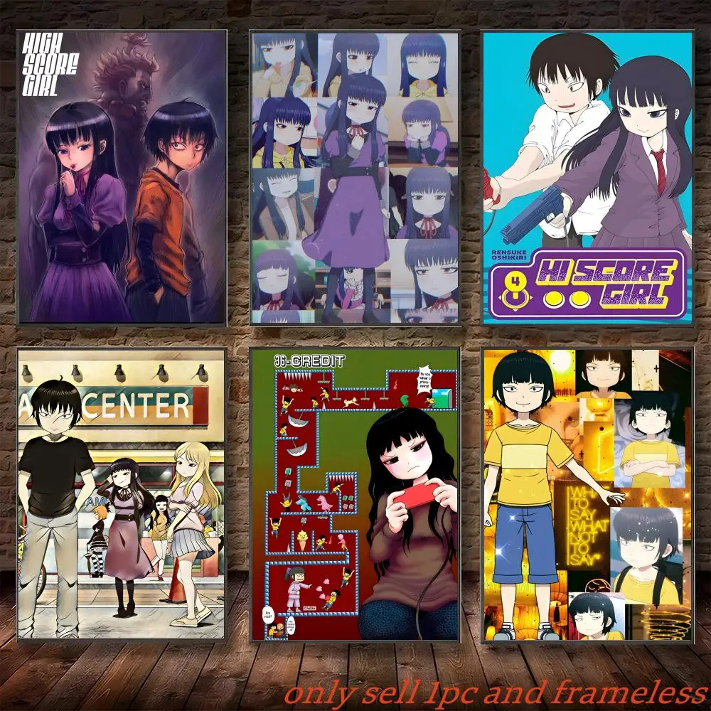 Cartoon H-Hi Score Girl Funny Comic Poster Poster Painting Prints Wall Art Picture Film Room Home Bar Cafe Decor Mural