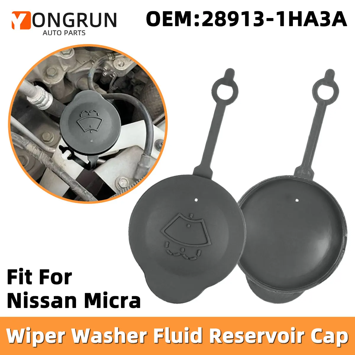1 Stück Kunststoff-Wischflüssigkeitsbehälterdeckel für Nissan Micra K13 2011-2022, Nissan March K13 2011-2022, 28913-1HA3A – Detail 1