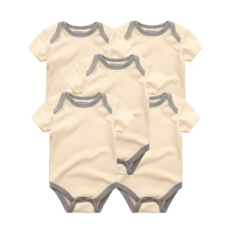 

Fetchmous 5pcs/lot Boy Girl Solid Stripe Jumpsuit Baby Bodysuits Cute 100% Cotton 0-12 Months Baby Clothing Newborn Rompers