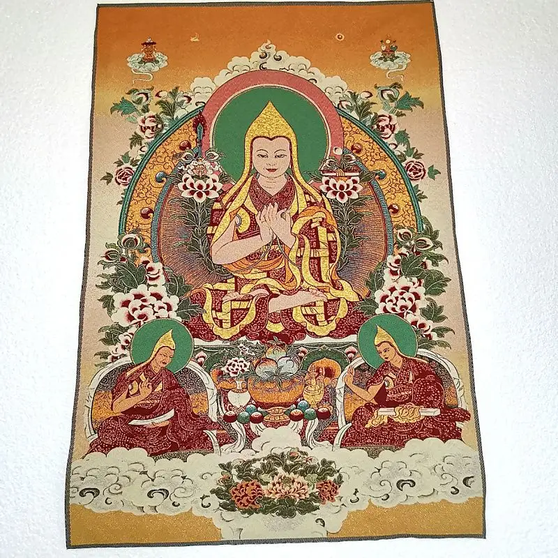 Tibet Tibetan Cloth Silk Tsongkhapa buddha Thangka Tangka Embroidery Painting