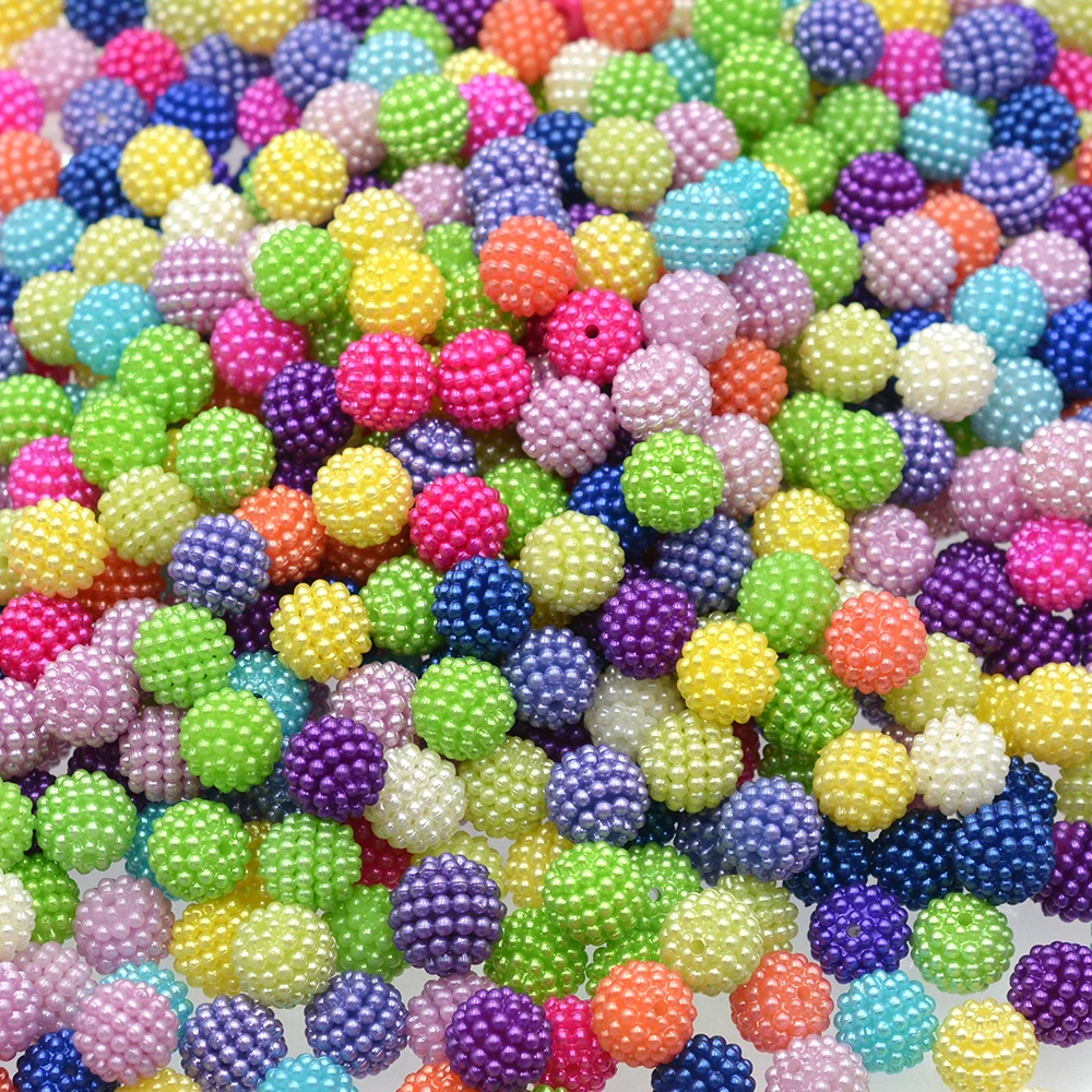 10 12 14 20mm Round Colorful  Acrylic Bayberry Beads Fit Europe Imitation Pearl  for Jewelry Making DIY Hair/Bracelet Headwear