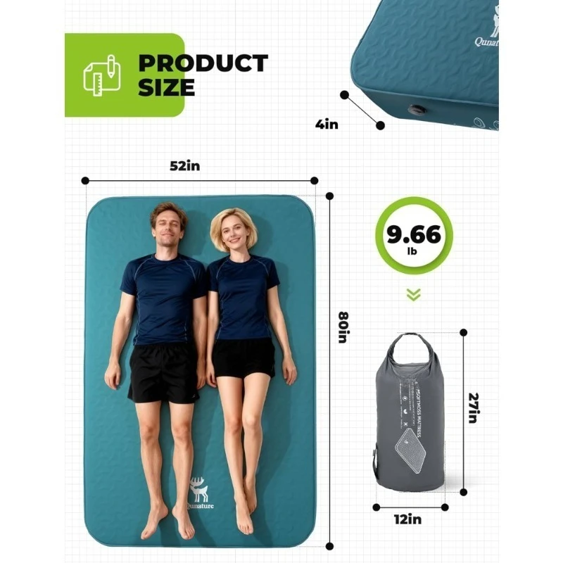 وسادة تخييم ذاتية النفخ مع مرتبة هوائية إسفنجية على شكل حرف Y هيكل تلسكوبي عالي القيمة R محمول مزدوج النوم #2