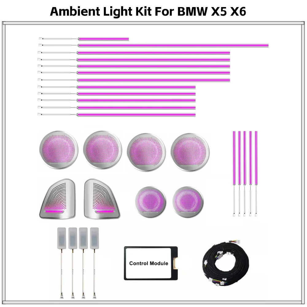 

APP Controlled 64 Color LED Door Tweeter Speaker Cover Lights for BMW X5 X6 F15 F16 Interior Ambient Atmosphere Lighting Upgrade
