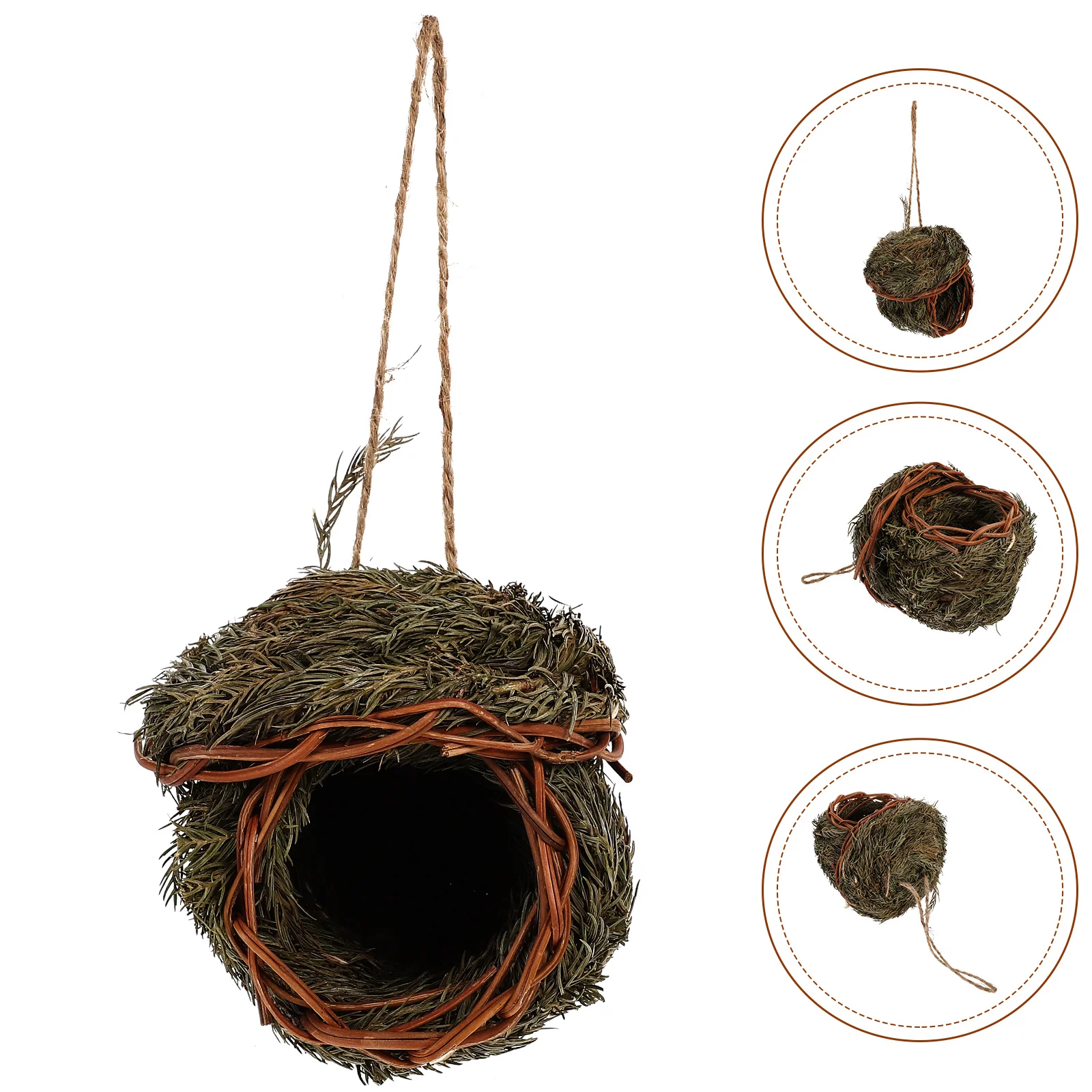 

Straw Woven Bird Cage Hanging Birdhouse Natural Handmade Parrot Nest Safe Breeding Box Pet Supplies Decor Indoor Balcony