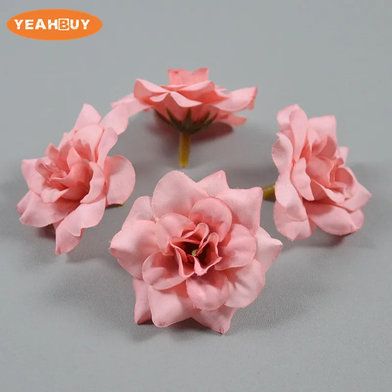 50 Uds. Cabezas de flores rosas de seda de 26 colores, flor de simulación para el hogar, decoración de boda para álbum de recortes, artesanía,