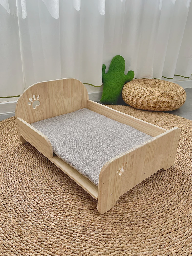 The product can be customized.Original Pet Solid Wood Cat Bed Off the Ground, Four Seasons Universal Breathable Dog Nest