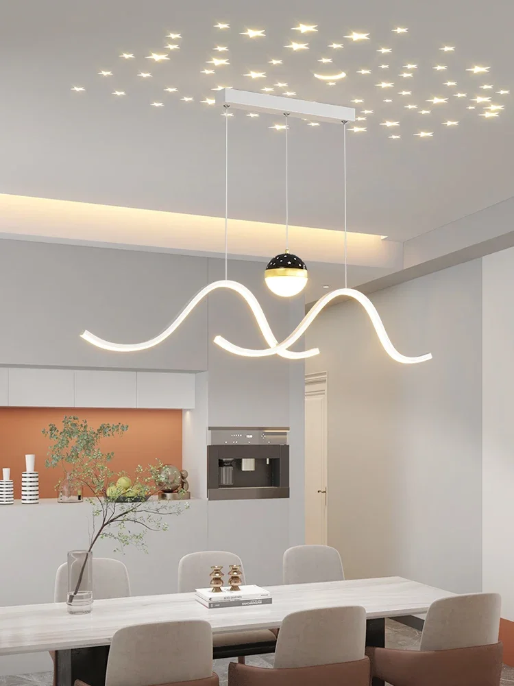 Lampu gantung ruang tamu Nordic, lampu gantung Aluminium Led ruang makan Modern minimalis seni kreatif dekorasi rumah lampu Bar