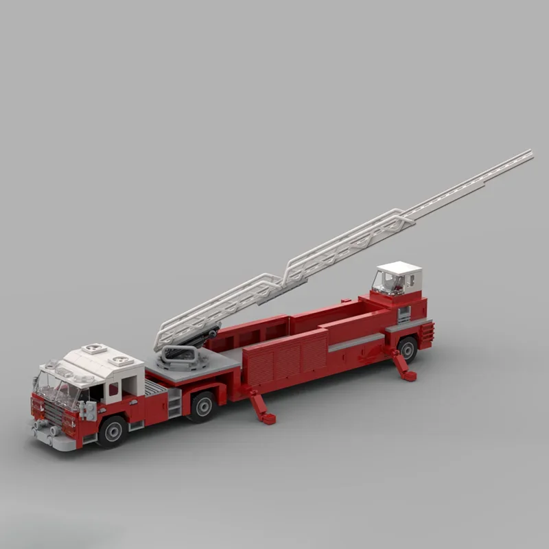 Fire Fighting Vehicle Moc Building Blocks Fire Tiller Truck Model Technology Bricks DIY Assembly Toys Construstion Holiday Gifts
