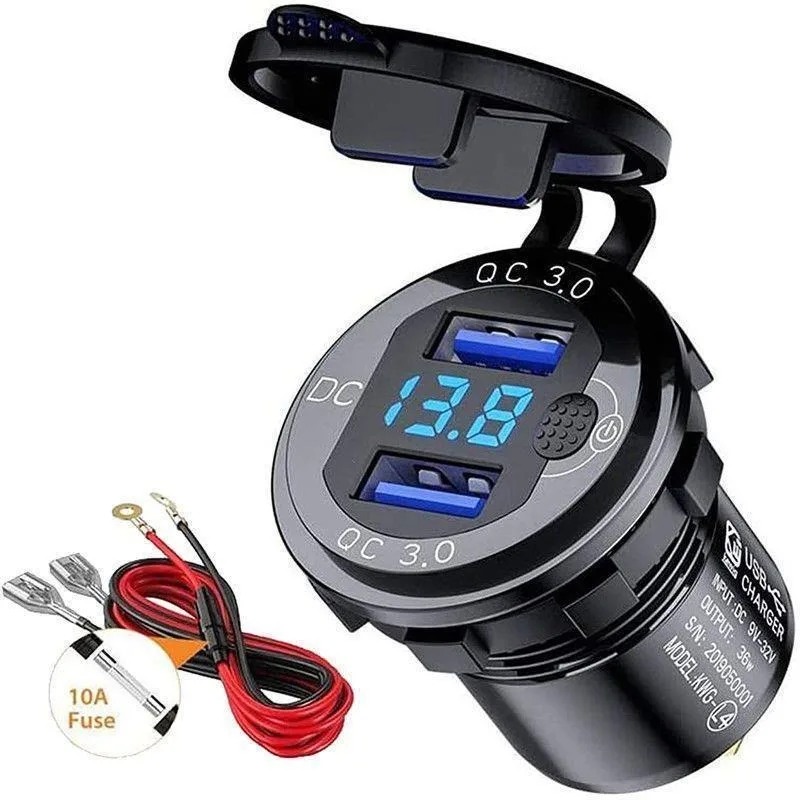 

12V-24V General Motors with touch switch control QC intelligent fast charging modified car USB mobile phone charger
