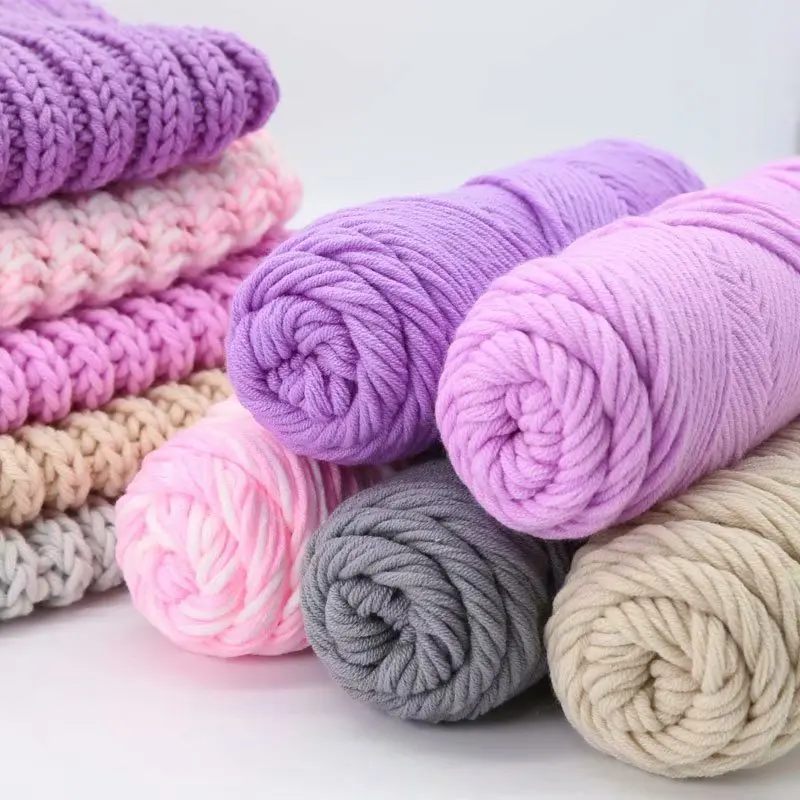 

100g/Roll Milk Cotton Yarn Woolen Yarn Soft Pure Colour Lover Yarn 8 ply Knitting Wool Thread for Handmade DIY Scarf Hat Yarn