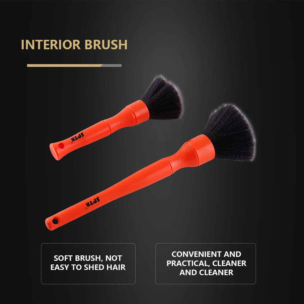 (Single Sale) SPTA Ultra- Soft Car Detailing Brush Set, Auto Detail Brush Kit for Elegant Surfaces, Interior Exterior No Scratch