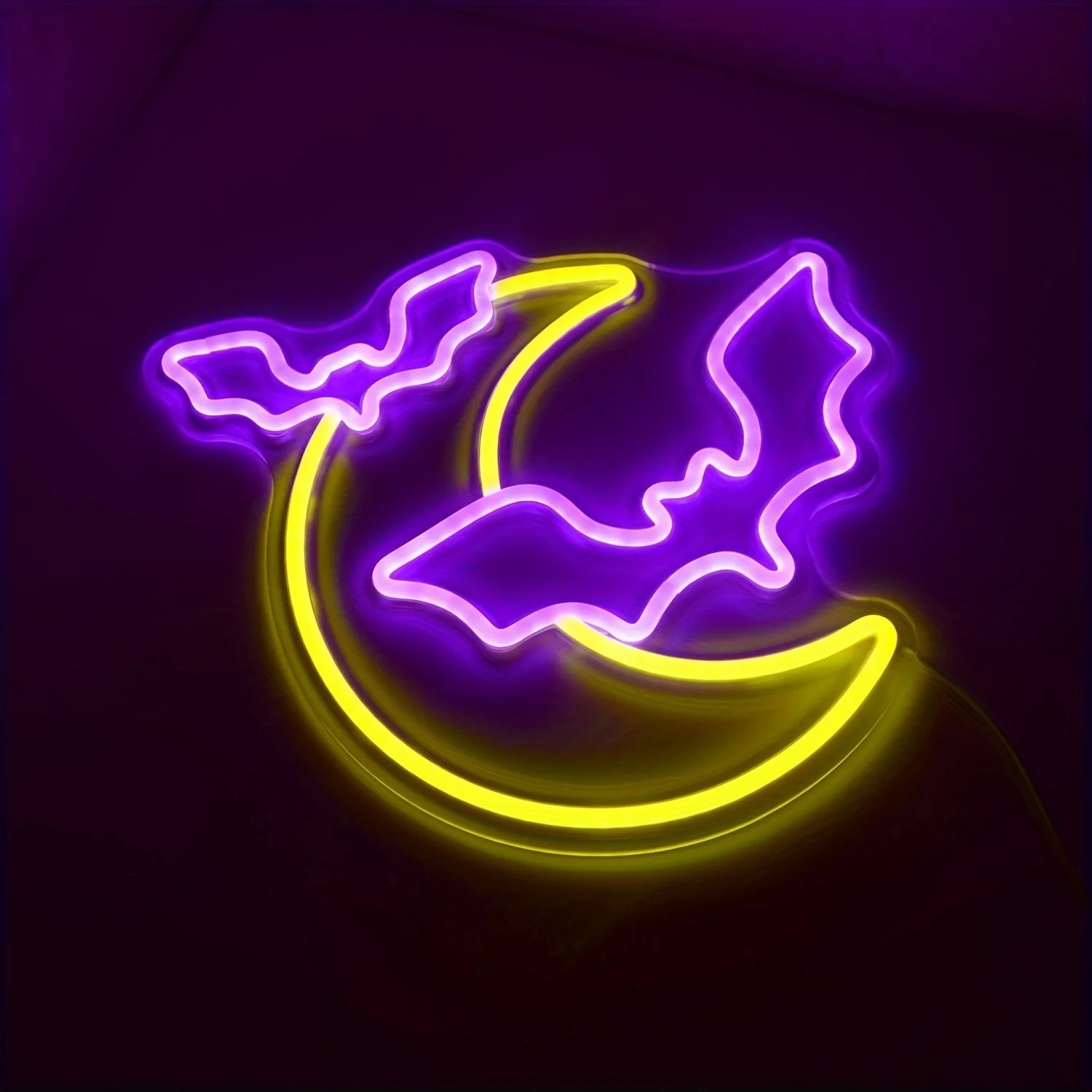 Neon Bat And Moon Sign LED Neon Light for Room Wall Decor,Halloween Decor For Bedroom Living Room Home Party Shop Bar Club