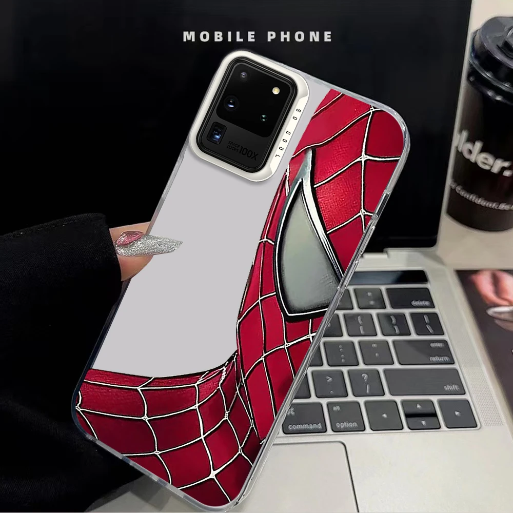 MINISO S-Spiderman Cool Laser Phone Case for Samsung S24 23 22 ULTRA A25 33 32 34 S PLUS IMD Shockproof Silicone Coque