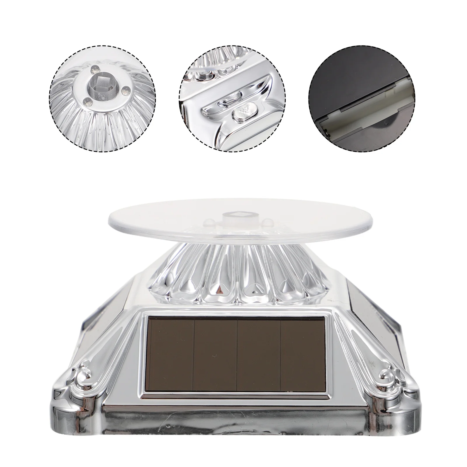 

1pc Solar Jewelry Display Stand Rotating Showcase Durable Storage Holder For Watches Cosmetics Models Digital Cameras Jewelry