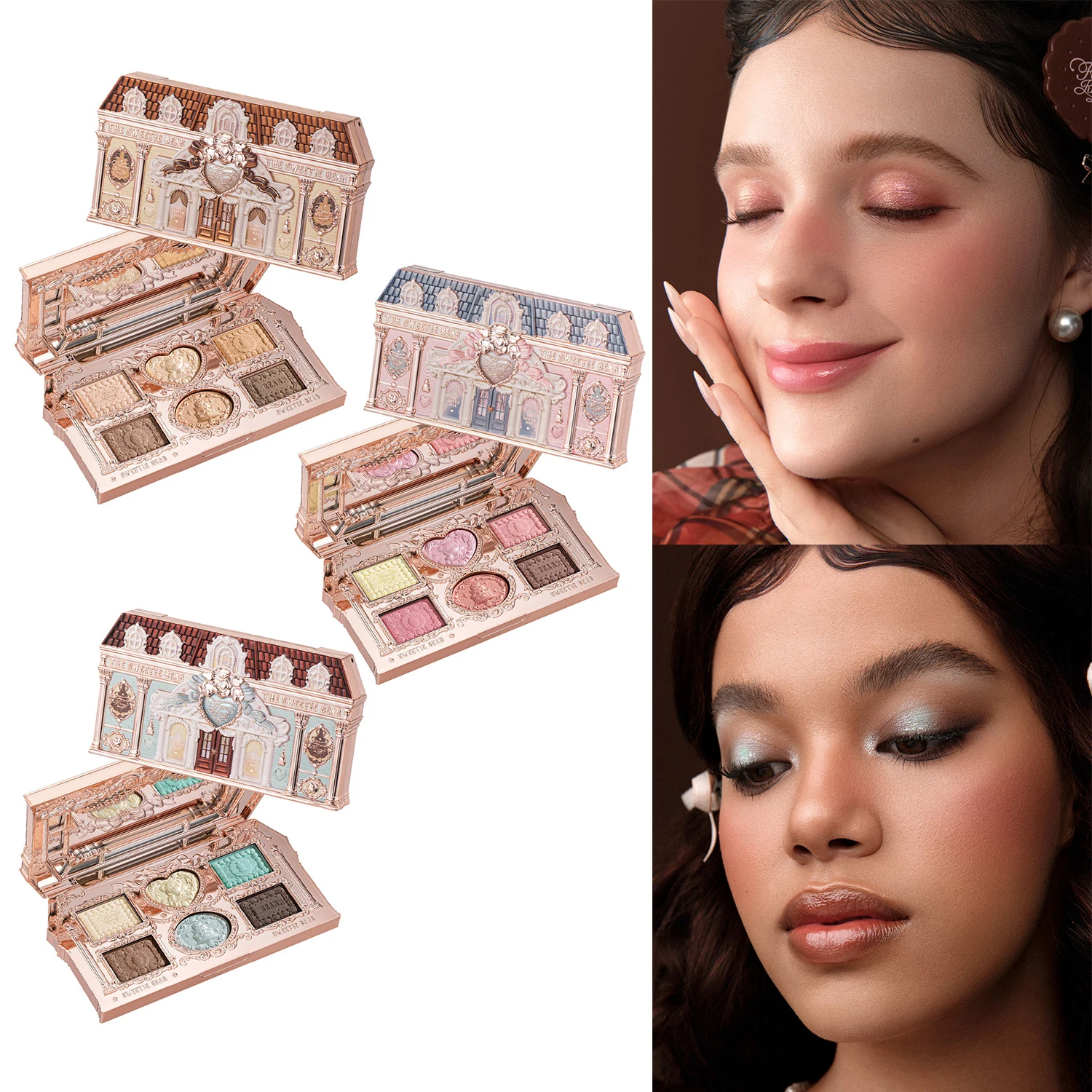 Flower Knows Sweetie Bear Paleta de Sombras 6 Cores Matte Brilho Glitter Vegana Livre de Crueldade à Prova d Água Alta Pigmentação