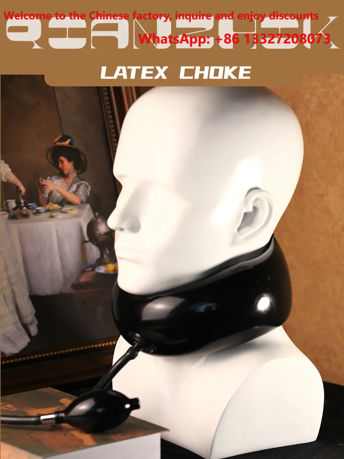 Press latex inflatable collar, breathing control, U-shaped neck