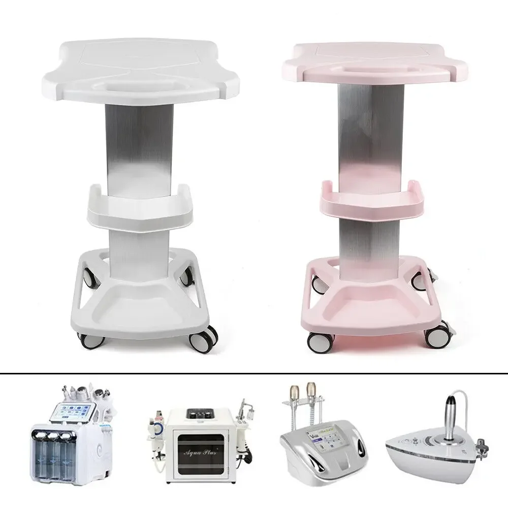 Salon Trolley Stand With Wheel Barber Shop Beauty Tool Storage Tray Pink/White Rolling Cart Shelf Hairdressing Supplies