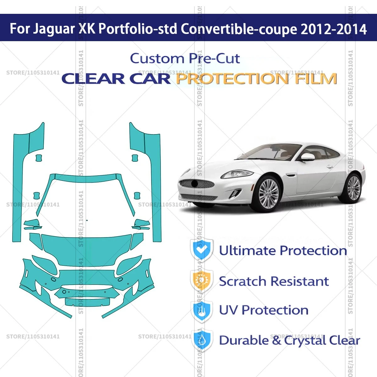 

Предварительно нарезанная прозрачная защитная пленка PPF для автомобилей, автомобильная пленка PPF для Jaguar XK Portfolio STD Convertible Coupe 2012-2014