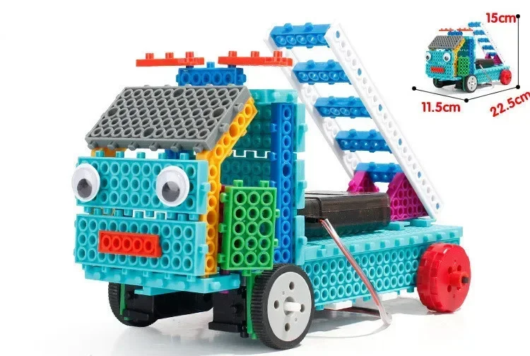 Jouet électronique d'assemblage de blocs de construction de robot de camion de lutte contre l'incendie, train RC télécommandé, ski, canard, bricolage, drôle, 4 en 1, 170 pièces