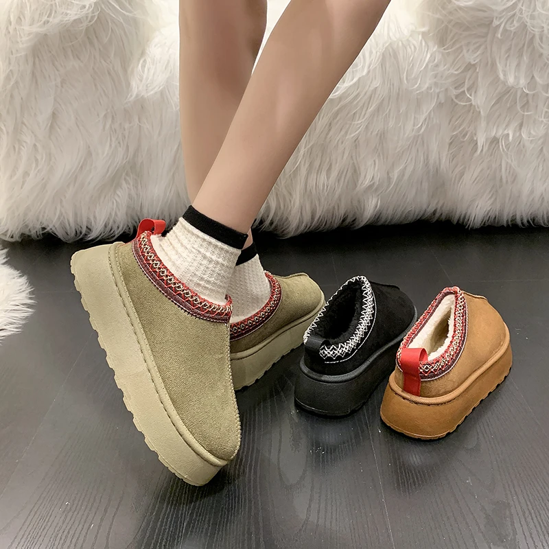 Winter runde Zehen dicke Sohlen warm bequem/Samt Damenschuhe neue lässige rutsch feste verschleiß feste modische kurze Stiefel – Detail 11