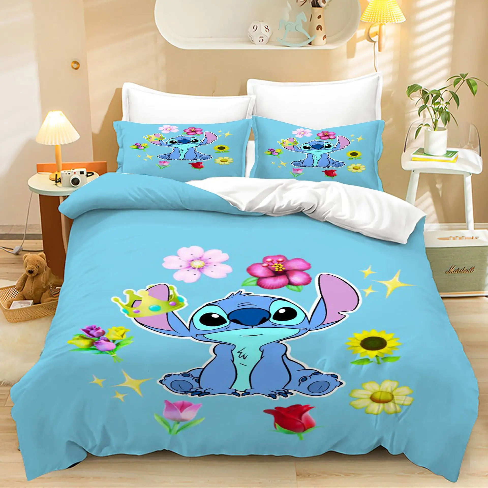 Stitch Bedding Sets Comforter Quilt Bed Cover Duvet Cover Pillow Case 2-3 Pieces Sets Kids Adult Size Home Decor