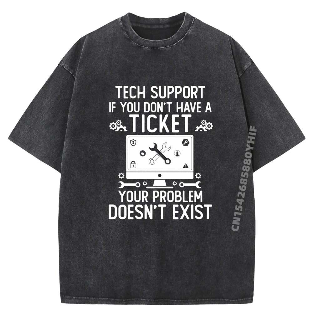 

Funny Tech Support Computer Engineer Men Graphic T Shirts High Quality Breathable Washed Shirt Japan Style