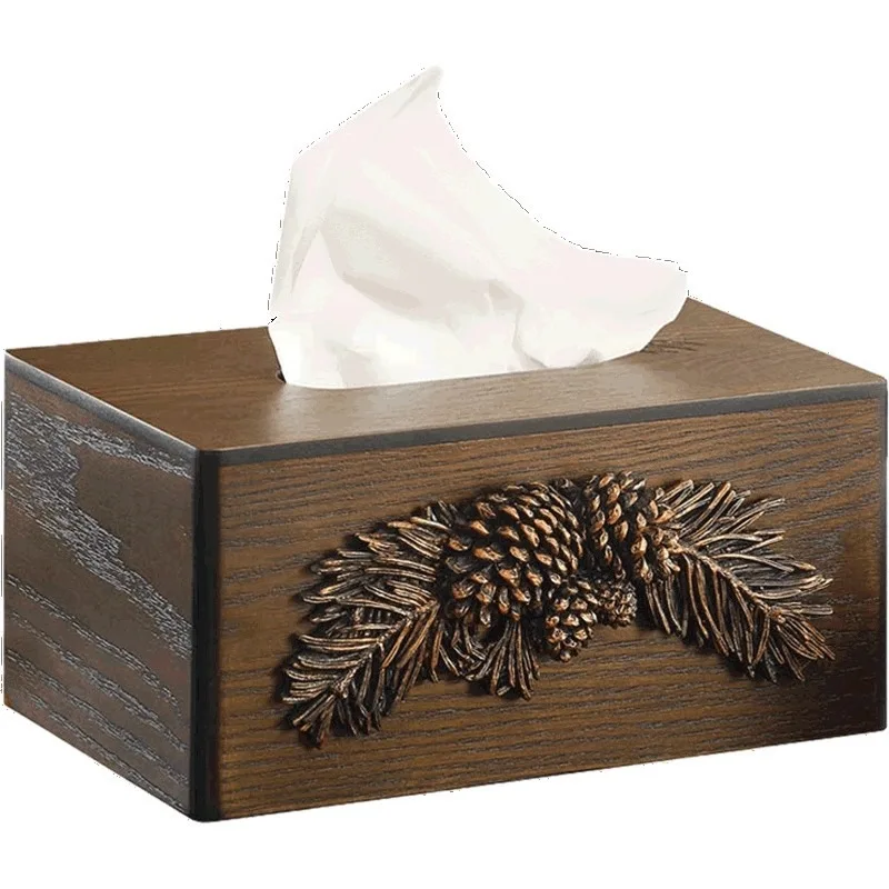 

Wooden antique tissue box, kitchen home living room remote control storage rack, study pumping carton