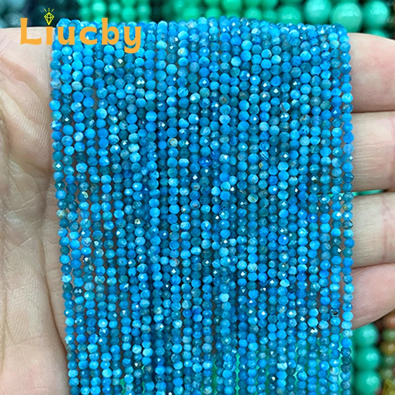 Natural stone Faceted Blue Apatite Bead Handmade For Jewelry Making DIY exquisite Earrings Necklace Accessories 15