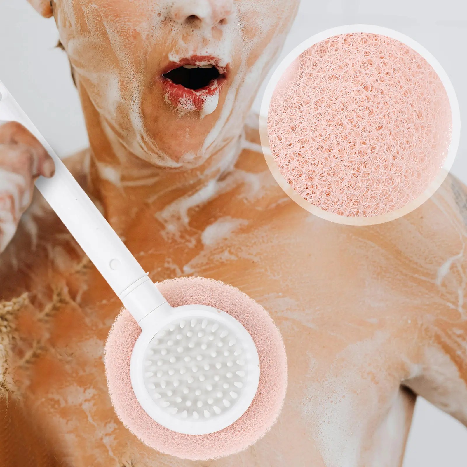 

Bath Brush Body Scrubber With Handle Exfoliating Back Washer For Shower Bathing Tool Wet Dry Use Bathroom Body Cleansing