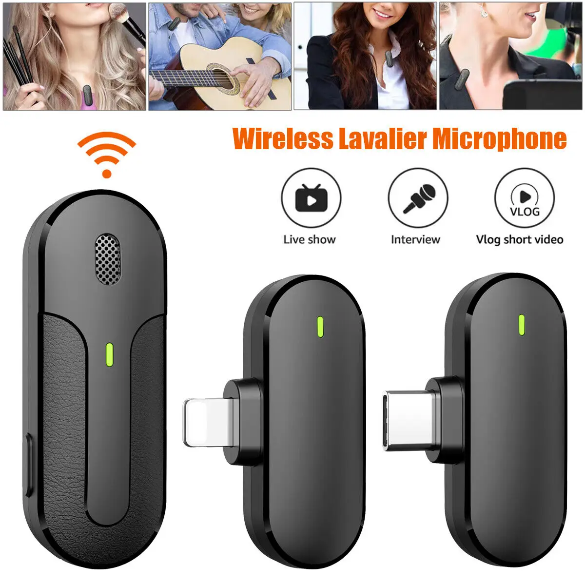 Lavalier Microphone Wireless Audio Video Recording Mini Mic For Android/iphone