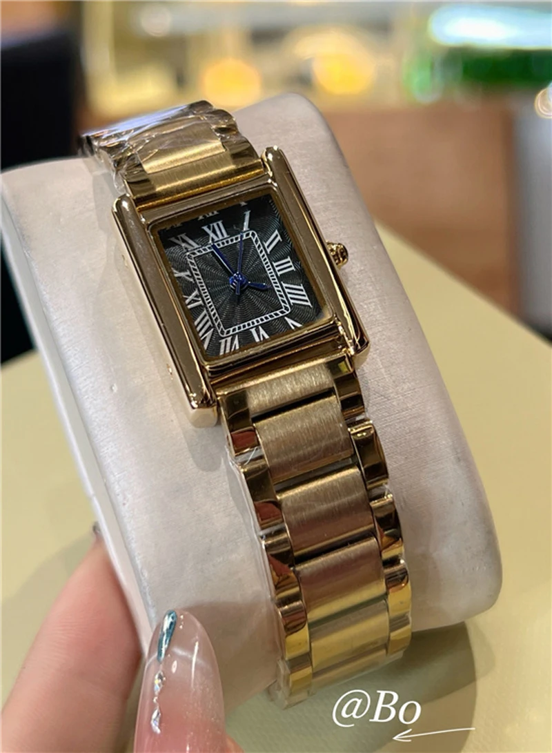 Модные брендовые наручные часы для женщин и девочек, 22 мм, красивый прямоугольный циферблат, стальной ремешок, кварцевые роскошные часы, хорошее качество CA199